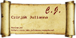 Czirják Julianna névjegykártya
